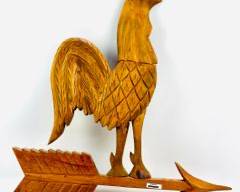 Fantastic Vintage Hand Carved Folk Art Wooden Rooster WEathervane Wall Hanging Country Glass Eye
