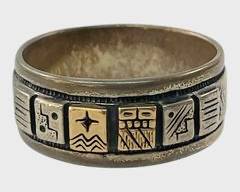 Fine RMT Carolyn Pollack Native Mixed Metal Sterling Silver & 14K Yellow Gold Statement Ring Size 11
