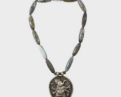 Fine Large & Heavy Sterling Silver Hand Chased Hindu Ganesh Statement Pendant On Cloth Rope W/ Faceted Dizzy & Shiva Face Beads 30
