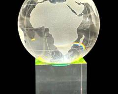 Vintage Crystal Etched Miniature World Globe on stand
