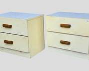 Vintage Pair BASSETT FURNITURE Mid Century Modern MCM Art Deco Side Cabinets Great Form
