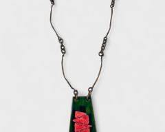 Vintage Enameled Copper MCM Mid Century Modern 24 Inch Statement Necklace
