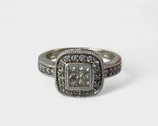 4 Grams Fine 14K White Gold Diamond Square Engagement Statement Ring Size 6
