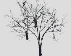 Abstract Black Metal MCM Style Tree with Bird Wall Hanging MCM
