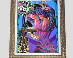 LARGE OTTO AGUILAR Giclee on Canvas "Emerald Eyes"Fancy Gilt Framed
