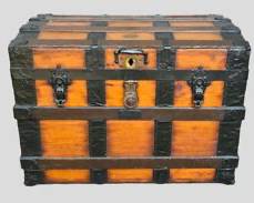 Antique JAMES S. TOPHAN Washinton DC Wood and Metal Storage Chest Trunk Great Coffee Table
