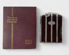 Vintage Ronson Enamel Art DecoLighter & Cigarette Case W/ Box
