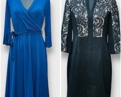 Eliza G Black Dress W/ Lace Detailing Size 12P And Janette Classic Blue Dress Size S/M
