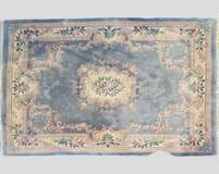 Vintage Chinese Carved Wool Area Rug
