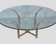 Vintage Hollywood Regency Style Glass Top Brass Cocktail Table

