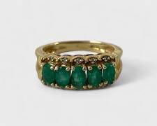 4.3 Grams Fine 14K Yellow Gold Lovely Emerald & Diamond Ring Size 6.5
