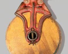 Antique Cast Iron and Wood Pulley
