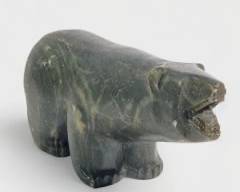 Vintage Canadian Inuit Native American Hand Carved Soapstone Bear

