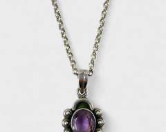 12 Grams Fine Sterling Silver Purple Amethyst 18 Inch Necklace
