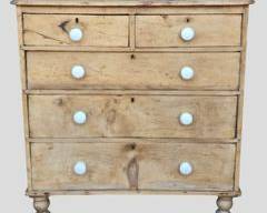 Antique Pine Wood Dresser With Porcelain Knobs
