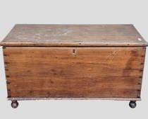 Antique Solid Wood Dovetailed Trunk Footed Great Patina Great Coffee Table
