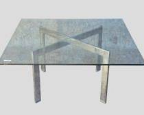 Vintage Alivar Mies Van Der Rohe Modern Chrome and Glass Coffee Table Steel Frame Thick glass Top Mcm Mid Century Modern
