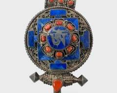 Fine Sterling Silver Lapis Lazuli & Red Coral TRibal Statement Pendant
