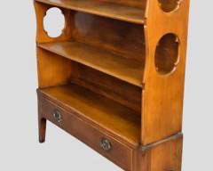 Lovely Narrow Vintage Wood One drawer display bookcase Fancy Brass Pulls Cut out Sides
