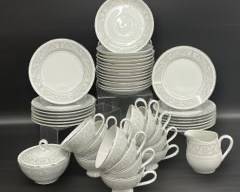 Fine W. Daulton Imperial China 5671 Whitney China Tea Cups, Saucers, Desert Plates Creamer, and Sugar Bowl With Lid
