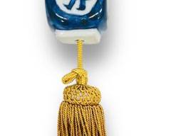 Fine Blue White Chinese Porcelain Hanging Scroll Weight Tassel
