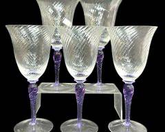 Fine Purple Crystal Stem Wine Glasses Set of 5
