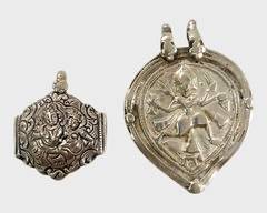 Two Fine Silver Hindu Pendants One Sterling Silver
