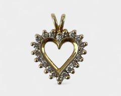 1.7 Grams Fine 14K Yellow Diamond Love Heart Pendant
