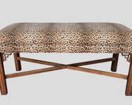 Vintage Cheetah Chippendale Style Bench

