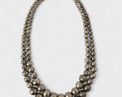 72 Grams Fine Mexican Silver Graduated Ball Double Strand 16 Inch Statement Necklace
