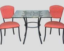 Modern Outdoor Painted Aluminum Bistro Dining Table w/ 2 Side Chairs
