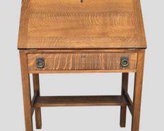 Vintage Mission Arts and Crafts Slant Top Desk One Drawer, Dovetailed
