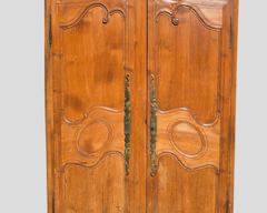 Fantastic Antique Hand Carved Wood Armoire, 2 Doors, Ornate Brass Bird Motif Hardware
