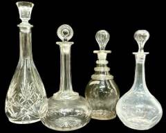 Vintage Crystal Decanters With Stoppers Lot of 4
