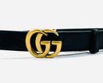 GUCCI Style Women's Wide Leather Belt with DoubleG Buckle Black Belt

