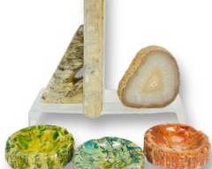 Mid Century Modern MCM Alabaster Ashtray and Bookend Lot
