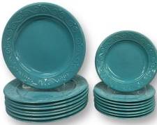 Vintage Royal Norfolk Turquoise Dinner Plates and Salad Plates
