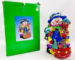 Vintage Hand Painted Glass Frosty The Snowman In Original Box
