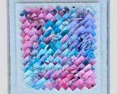 Macramates Mixed Media Painted Paper Sculpture in Lucite Display Box
