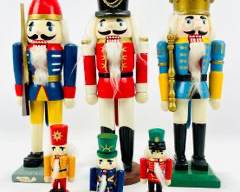 Vintage Hand Crafted Wooden Nutcracker Lot Of 6, Different Sizes
