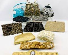 Vintage Evening Clutches Handbags And Bets. Includes An Assortment Of Styles And Colors. Some Brands Include Susan Faris
