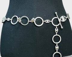 Vintage Metal Chain Link Belt With Large Circles And Extra Toggle For Adjustment.
