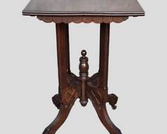 Antique Victorian Hand Carved Wood Side Table
