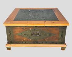 ARHAUS Furniture Painted Hinged Top Wood Storage Footed Coffee Table
