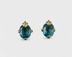 2.9 Grams Fine 14K Gold Blue Topaz Pierced Earrings
