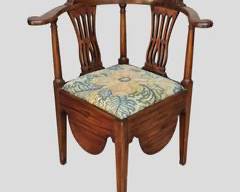 Antique Georgian Corner Chair w Needlepoint & Floral Seat Butterfly Joints
