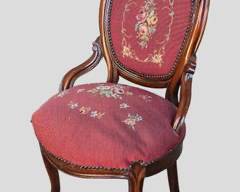 Antique Victorian Carved Side Chair Needle Point Seat and back rest
