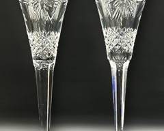 Pair Of Fine WATERFORD Crystal Millennium Peace Toasting Flute Glasses- NO CHIPS
