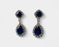 10 Grams Fine Sterling Silver Art Deco Style CZ Omega Back Earrings
