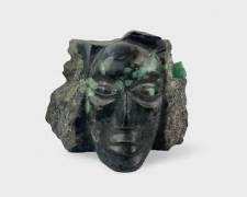 Fantastic Natural Emerald In Matrix Carving - Central / South America - Hand Carved
